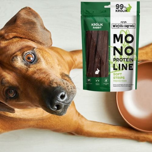 przysmaki dla psa królik monoproteinowe miękkie paski wiejska zagroda 100g na Arena.pl