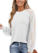Bluzka Damska Sweter Koronkowa Tunic Biała z Długim Rękawem XXL Okrągła