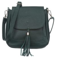 VERA PELLE torebka skórzana listonoszka na ramię z klapą V657 c.zielona