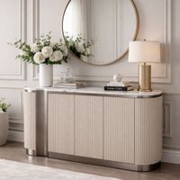 Komoda kaszmirowa glamour z marmurem Nutris 158 cm niklowa DESIGNERSKA
