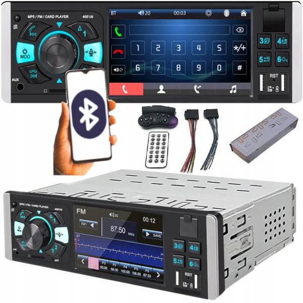 Radio Samochodowe 1DIN 4,1" BLUETOOTH USB AUX SD MIRROR LINK PILOT zdjęcie 1