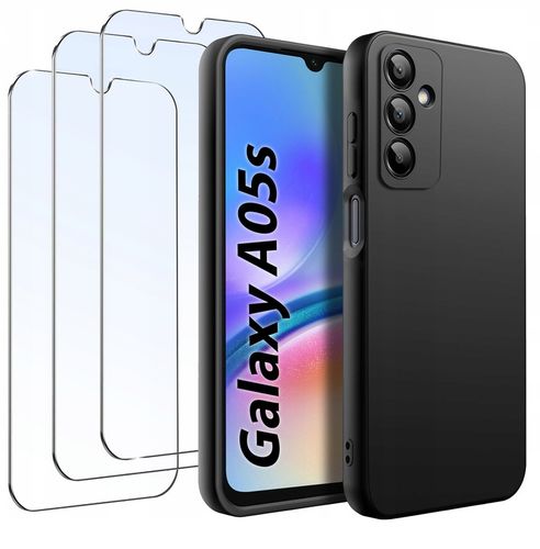 ZESTAW Etui do Samsung A05s Matowe Czarne Silikon Slim + 3 SZTUKI SZKŁO na Arena.pl