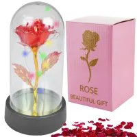 Wieczna róża w szkle kopuła led szkło świecąca prezent święta walentynki