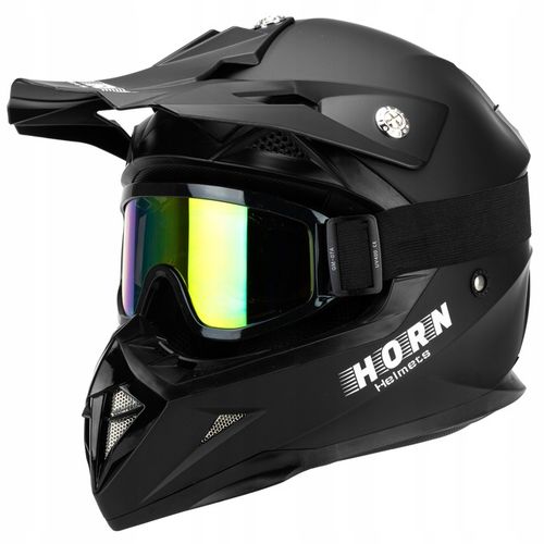 KASK MOTOCYKLOWY CROSS HORN ENDURO QUAD POD INTERKOM+ GOGLE KOMINIARKA XS na Arena.pl