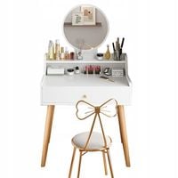 TOALETKA KOSMETYCZNA MAKIJAŻ Z LUSTREM BIAŁA SKANDYNAWSKI LOFT