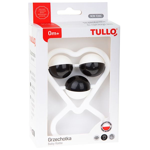 Grzechotka serce BIAŁO-CZARNA zdjęcie 1