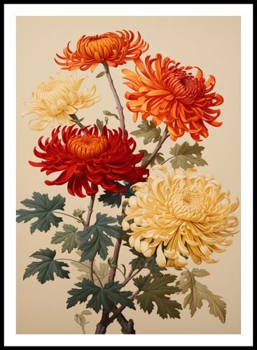 Plakat 59,4x84,1cm Tańczące Chryzantemy na Arena.pl