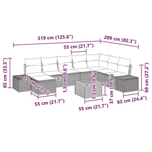 Zestaw Sof na Ogród 9 pcs Czarny i biały na Arena.pl