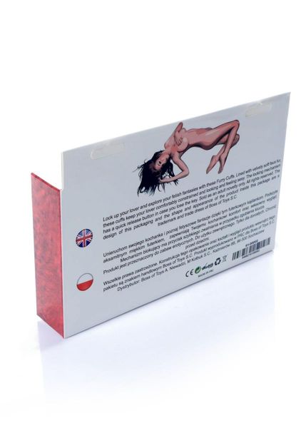 Kajdanki Fetish B - Series- Furry Cuffs Red zdjęcie 6