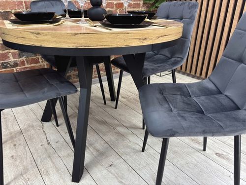 Stół okrągły 100 rozkładany do 200 cm LOFT metalowe nogi gruby blat na Arena.pl