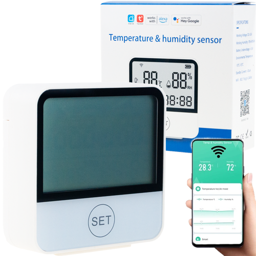 TERMOMETR STACJA POGODOWA POGODY BEZPRZEWODOWA HIGROMETR ZEGAR WIFI TUYA na Arena.pl
