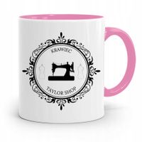 Kubek Różowy Krawca Krawcowej Krawiec Taylor Shop Z Nadrukiem Ze Zdjęciem