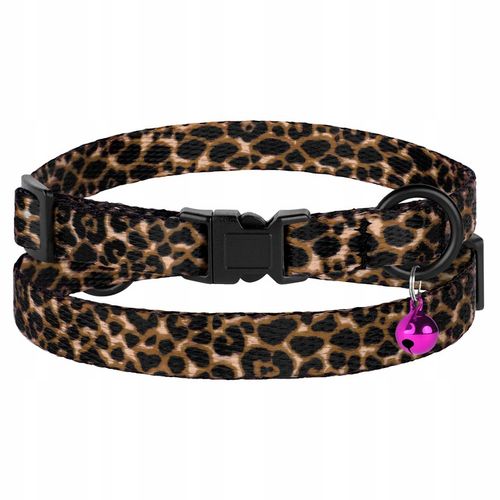 Obroża dla Kota z Dzwonkiem, Wzór Lampart + Identyfikator z Grawerem na Arena.pl