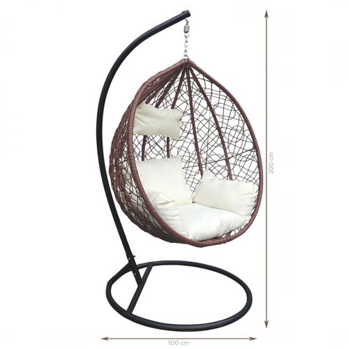 fotel wiszący, huśtawka kokon brązowy z jasnymi poduszkami kr23br na Arena.pl