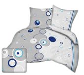 Pościel z kory 160x200 wzór okręgi na szarości