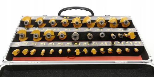 FREZY DO DREWNA 8mm KSZTAŁTOWE 35el TWARDE OSTRE ZESTAW W WALIZCE FREZ na Arena.pl