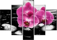 105CM 150CM ZEGAR 5 ELEM RÓŻ POŚRODKU SZAROŚCI DRUK OBRAZ