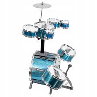ZESTAW PERKUSYJNY DLA DZIECI JAZZ DRUM 8 BĘBNÓW TALERZ PERKUSJA + TABORET