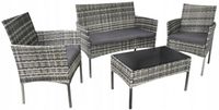 KOMPLET MEBLI OGRODOWYCH DLA 4 OSÓB KANAPA + 2 FOTELE + STOLIK + PODUSZKI