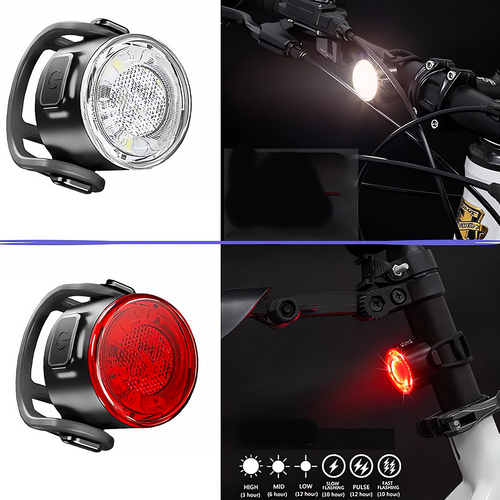 Lampki rowerowe przód tył USB OŚWIETLENIE DO ROWERU NA ROWER AKUMULATOROWE na Arena.pl