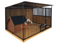 Kojec dla psów 2,5x2m Uchwyt na miski ściany zabudowane drewn podłoga NB176