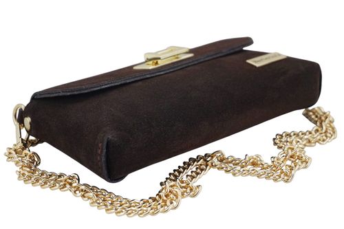 Zamszowa kopertówka na łańcuszku Barberinis - Brązowa ciemna na Arena.pl