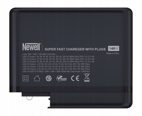 Ładowarka sieciowa z adapterami Newell GaN Tech T-power 140W 3xUSB-C 3xUSB na Arena.pl