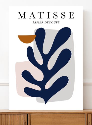 Plakat granatowy liść matisse 21x29,7 cm A4 na Arena.pl