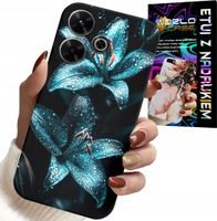 ETUI DO XIAOMI REDMI 13 4G - TURKUSOWE LILIE KWIATY OBUDOWA + SZKŁO