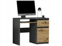 BIURKO 96CM KUMPUTEROWE BIUROWE SZUFLADY STOLIK ANTRACYT ARTISAN