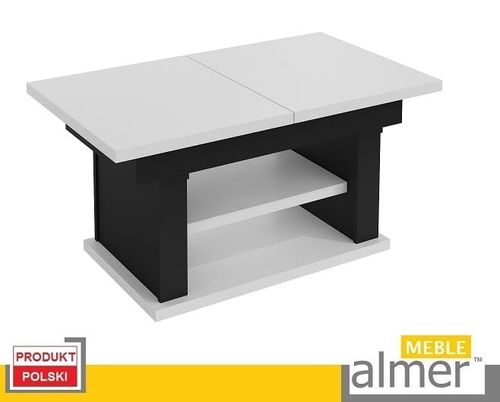 Ława Rozkładana Podnoszona Ławostół Stół L06 Biały Czarny 120/200x70 Loft na Arena.pl