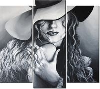 90 80CM OBRAZ T3 ELEM SZARA DAMA DRUK ŚCIENNY