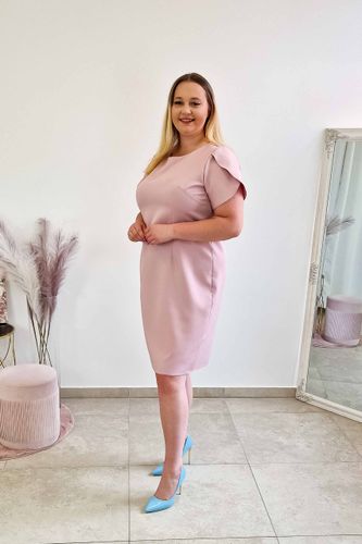 Prosta Sukienka Midi z Motylkowymi Rękawkami Brudny Róż 40 na Arena.pl