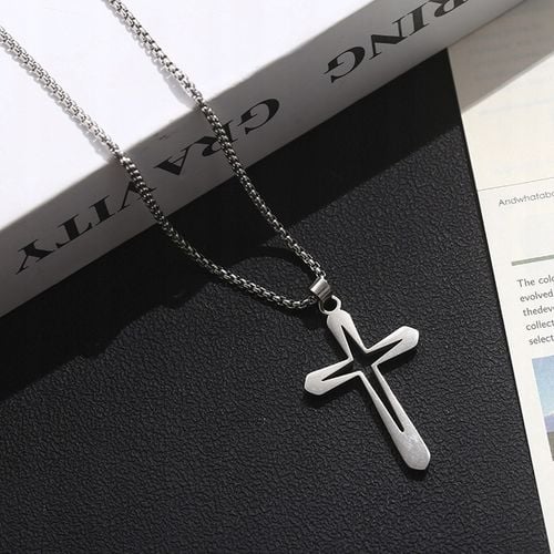 ŁAŃCUSZEK Z KRZYŻYKIEM Srebrny Męski Krzyż Łańcuch Naszyjnik WŁOSKI GRATIS na Arena.pl