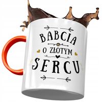 Kubek Pomarańczowy Dla Babci Babuni Na Dzień Babci Z Nadrukiem Ze Zdjęciem