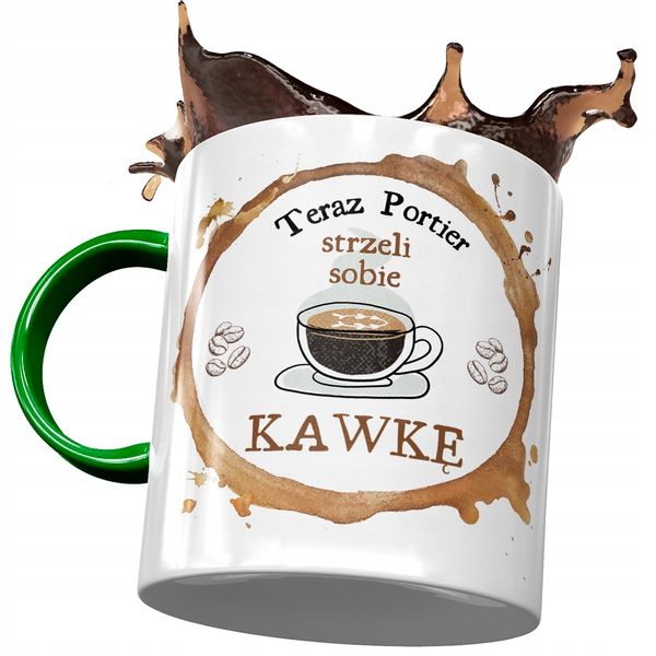 Kubek Zielony Dla Portiera Strzeli Sobie Kawkę Z Nadrukiem Ze Zdjęciem zdjęcie 1