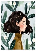 Plakat cyfrowy do wydruku ilustracja profil kwiaty