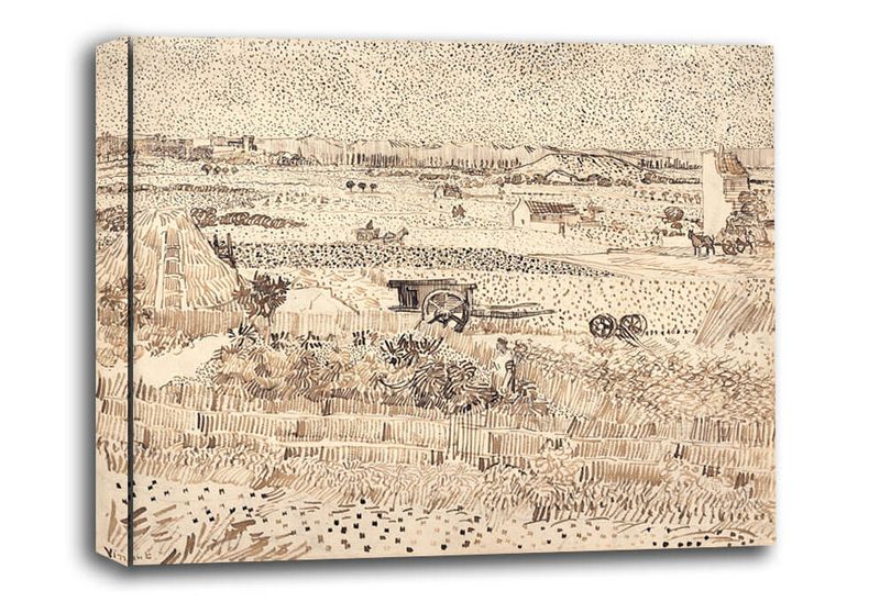 Harvest The Plain of La Crau, Vincent van Gogh - obraz na płótnie 30x20 cm zdjęcie 1