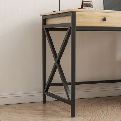 Biurko komputerowe klasyczne jasne z szufladami styl skandynawski 120cm na Arena.pl