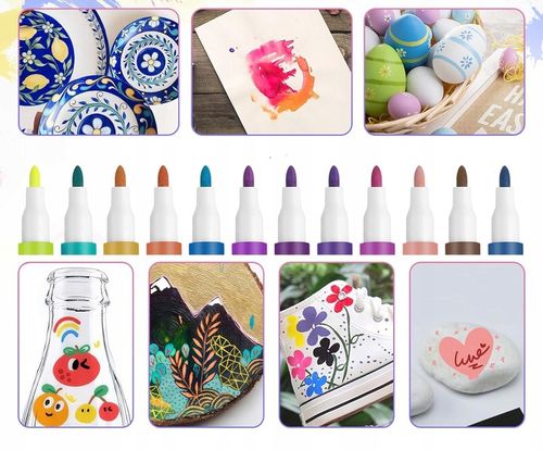 MARKERY AKRYLOWE 24 KOLORY PISAKI FLAMASTRY DO KAMIENI DREWNA TKANIN SZKŁA na Arena.pl