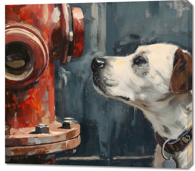 Obraz 100x90cm Kumpel przy Hydrancie zdjęcie 1