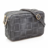 VERA PELLE torebka skórzana listonoszka pleciona z paskiem V470 c.szara