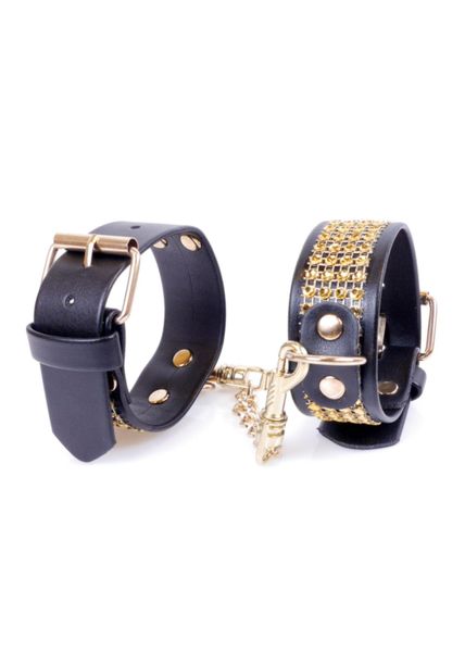 Fetish B - Series Handcuffs with cristals 3 cm Gold zdjęcie 2