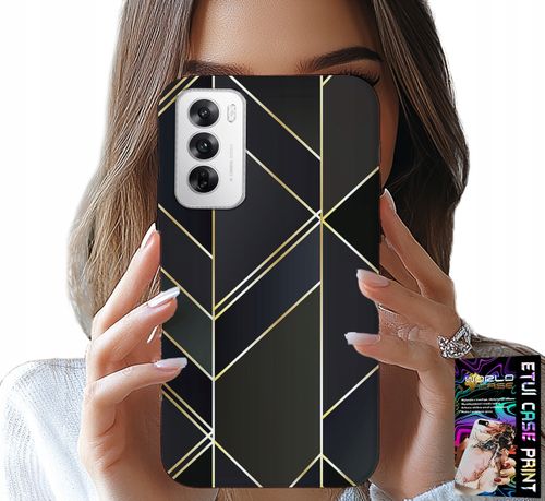 ETUI DO OPPO RENO12 5G - ZŁOTE RAMKI, ELEGANCKIE WZORY + FOLIA na Arena.pl