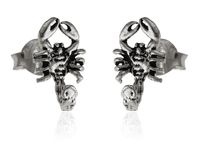 OKSYDOWANE SREBRNE KOLCZYKI WKRĘTKI SKORPIONY