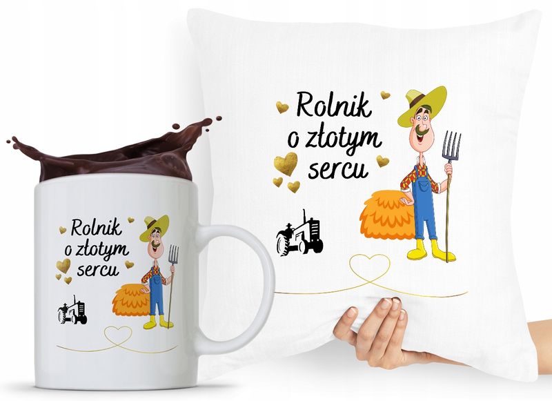 Zestaw Poduszka + Kubek Dla Rolnika Prezent Z Nadrukiem Ze Zdjęciem zdjęcie 1