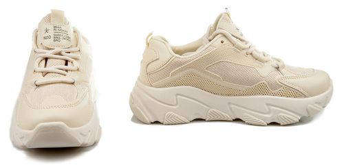 Sportowe sneakersy na grubej podeszwie beżowe Rozmiar obuwia - 40, Długość wkładki [cm]: - 25,50 cm. na Arena.pl