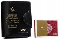 Portfel skórzany czarny damski prezent NA URODZINY DLA ŻONY z GRAWEREM