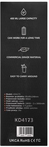 blender akumulatorowy usb-c 400ml / 2x3000mah kd4173 na Arena.pl