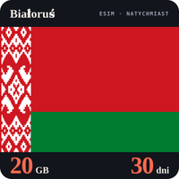 Karta eSIM Internet Białoruś 20 GB na 30 dni - bez rejestracji
